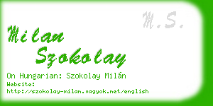 milan szokolay business card